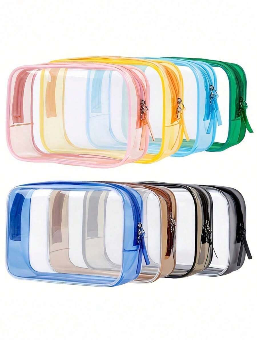 1 pieza Bolsa de maquillaje de viaje transparente e impermeable - Hipoalergénica, con cremallera, estuche cosmético portátil, organizador de aseo y tocador perfecto para uso diario y viajes, bolsa de aseo, bolsa de viaje, bolsa de maquillaje, artículos escolares, artículos esenciales para damas, para la universidad, el baño, las vacaciones y los días festivos