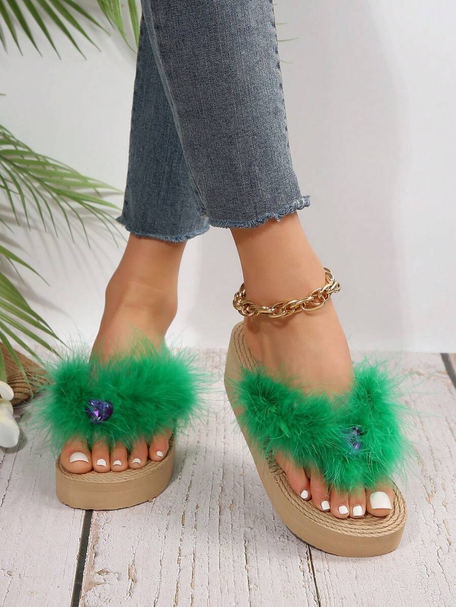 Sandalias de plataforma y cuña de verano de mujer con diseño esponjoso y de colores brillantes, de fácil deslizamiento