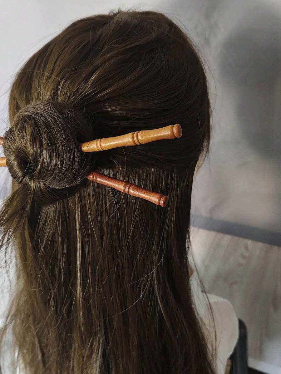 2 piezas Clips para el cabello de madera de bambú estilo retro para mujer, pasador de cabello estilo chino para qipao, hanfu, recogido, elegante y de alta gama, apto para uso diario