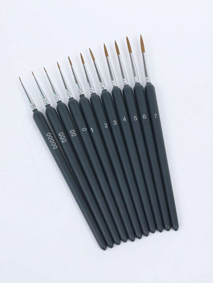11 pièces Mini ensemble de pinceaux de peinture détaillée pour le dessin, la peinture à l'huile, l'aquarelle, la peinture de visage