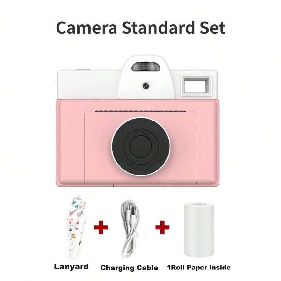 Instant Print Camera met rollen thermisch printerpapier, digitale camera met 8GB SD-kaart, kerst- en verjaardagscadeaus voor het maken van foto's en afdrukken