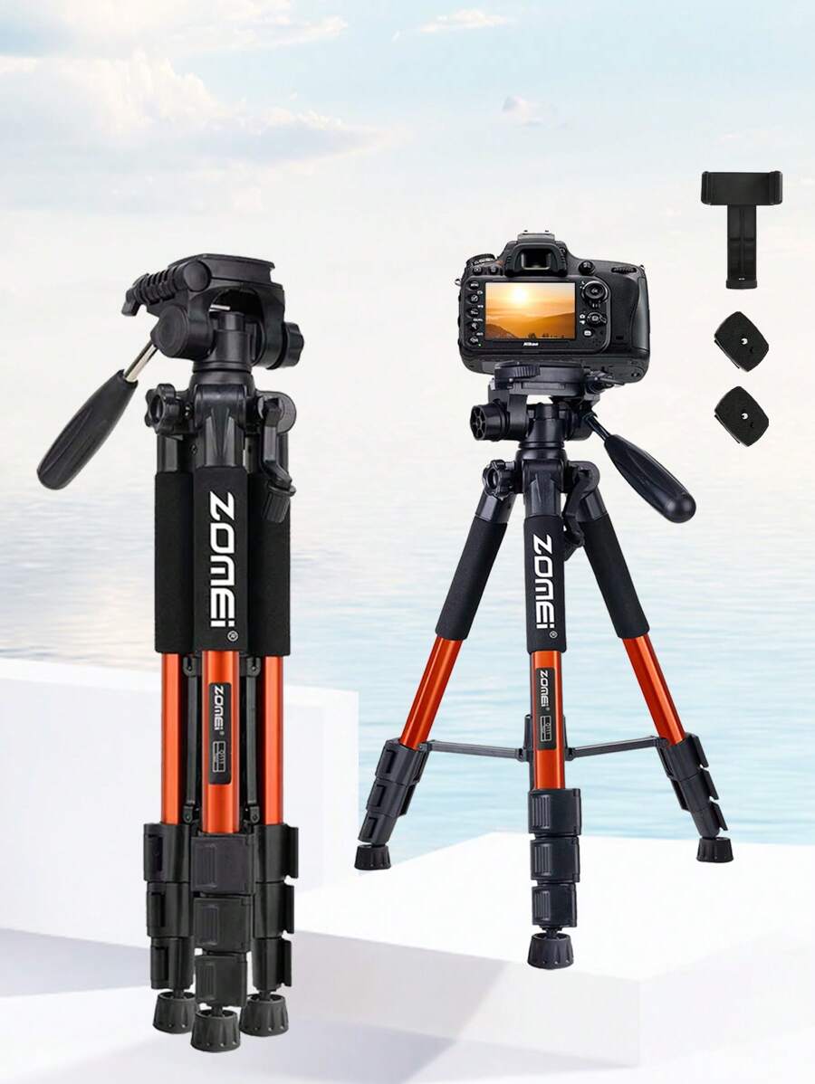 L'objet lourd me permet d'en apprendre davantage sur le trépied en aluminium de l'appareil photo, tout en augmentant la hauteur du support de smartphone à tête de traînée hydraulique et des deux plaques à dégagement rapide. Les appareils photo reflex numériques et les téléphones intelligents conviennent à la photographie de voyage, aux prises de vue en extérieur, aux dragons d'interview, etc. (Orange)