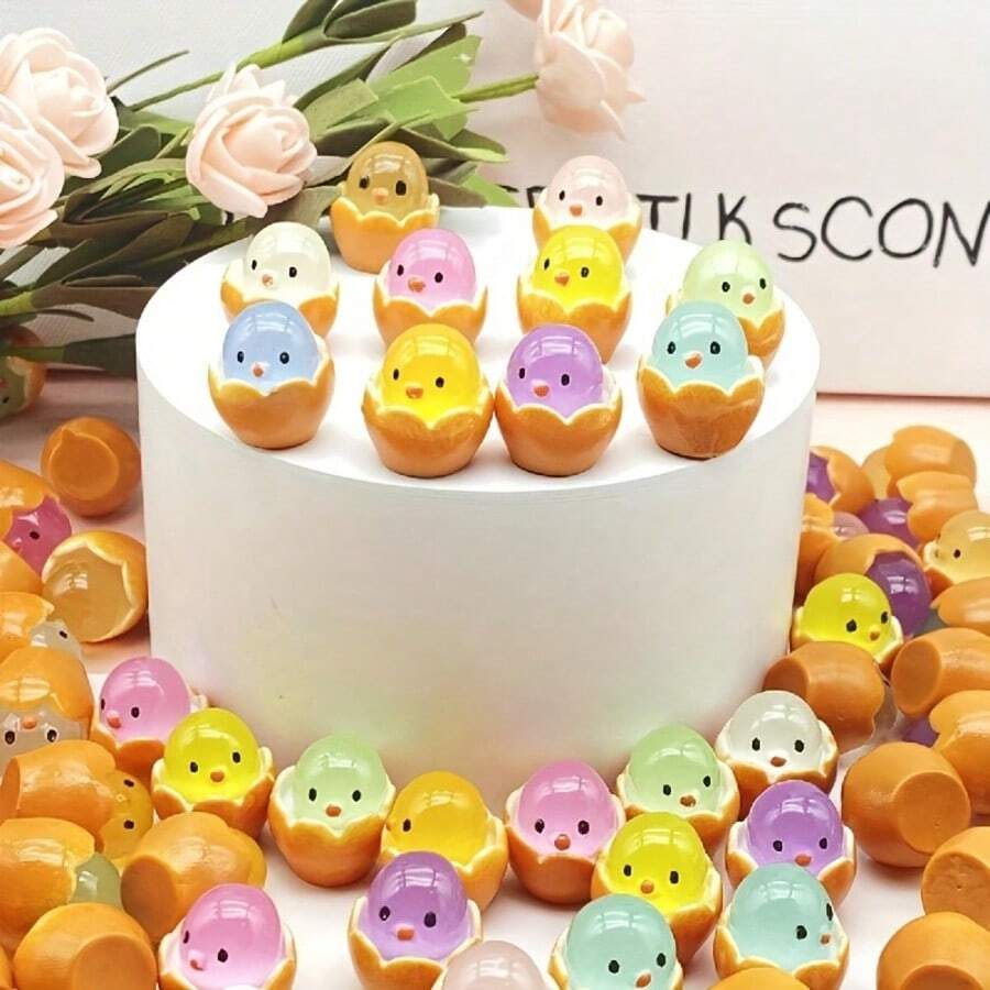 10/30pcs Easter Chick Resin Figurines, Hatching Baby Chick Resin Decor, Suitable For Various Rooms Decoration Mini Animal Collectibles, Indoor/Outdoor Decor, No Power Needed