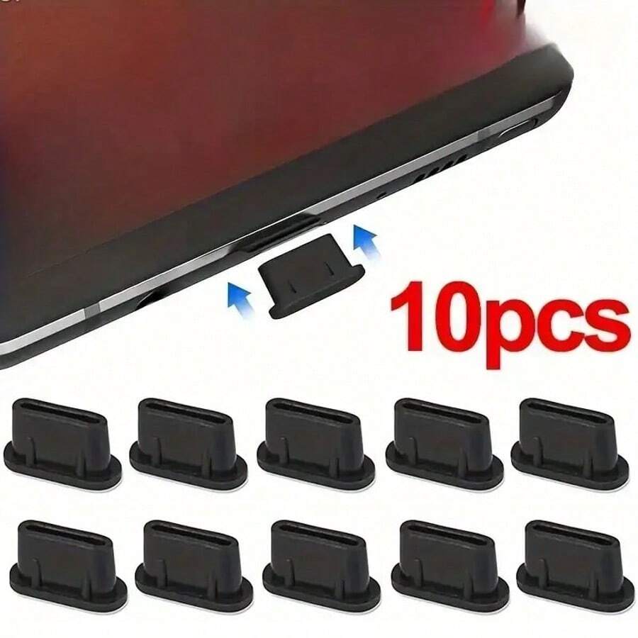10 piezas Tapa protectora antipolvo de silicona tipo C para puerto de carga USB del teléfono