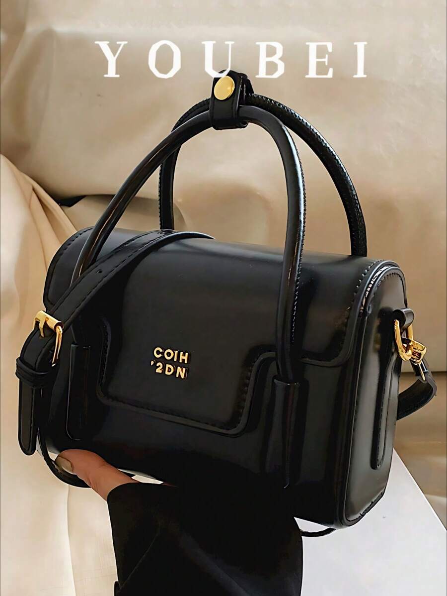 2025 Women Classic Solid Color Handbag, Adjustable Strap Crossbody Bag, Fashion Letter Print Tote For Dating, Shopping And Commuting, Spring Summer Autumn Winter