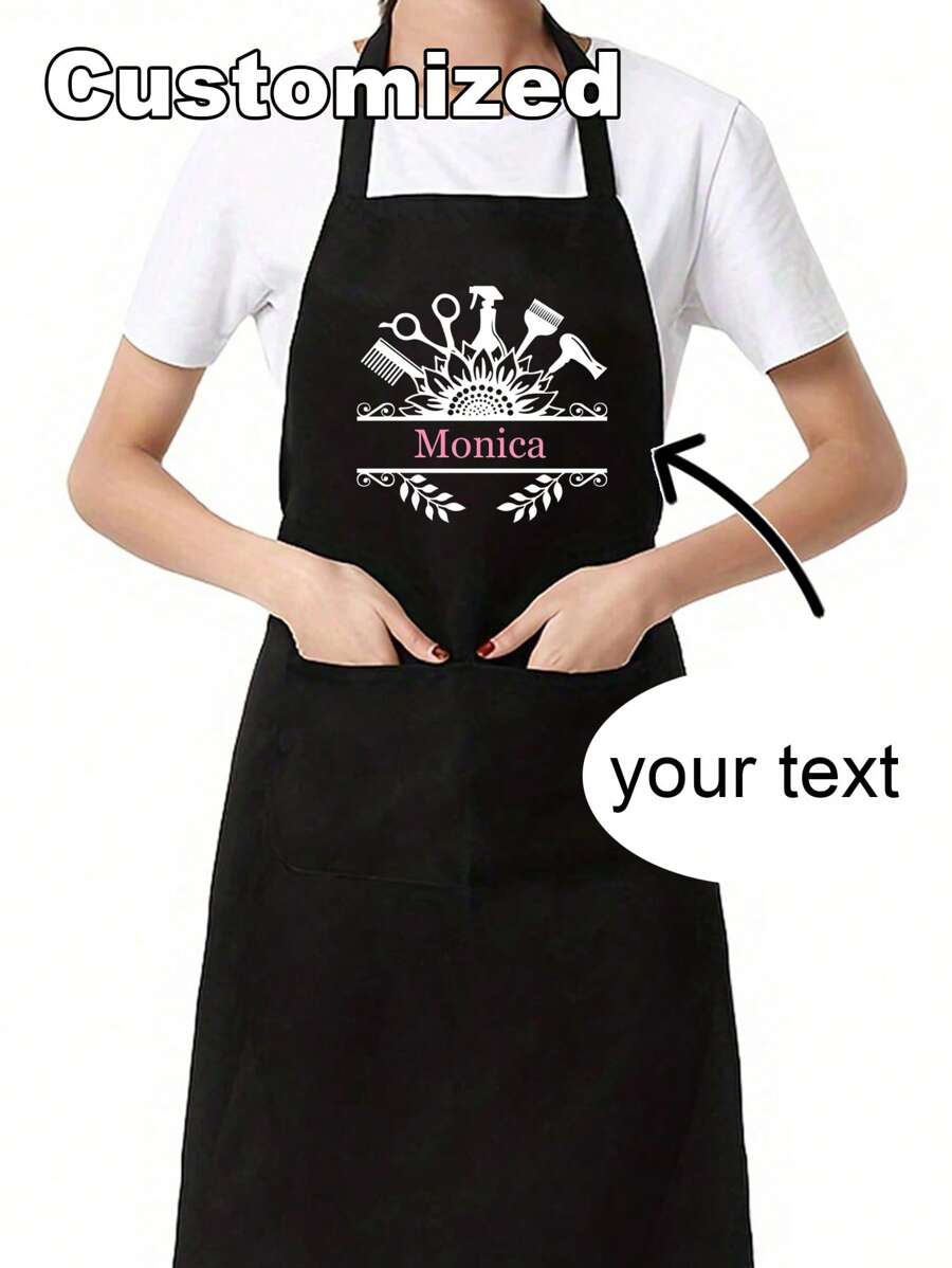 1 Stück personalisierte schwarze Schürze für Friseure, Schönheitssalon, Kosmetikerin, Kosmetikschule, Friseurgeschenk, individuell, einzigartig, personalisiert, ideale Geschenke für ihn, sie, Freund, Freundin, Vater, Mutter, Familie, Freunde, zum Jahrestag, zum Valentinstag, zum Muttertag, zum Geburtstag, zum Kindertag, zum Vatertag, zum Schulabschluss, zur Hochzeit, zu Weihnachten, zur Einweihungsfeier