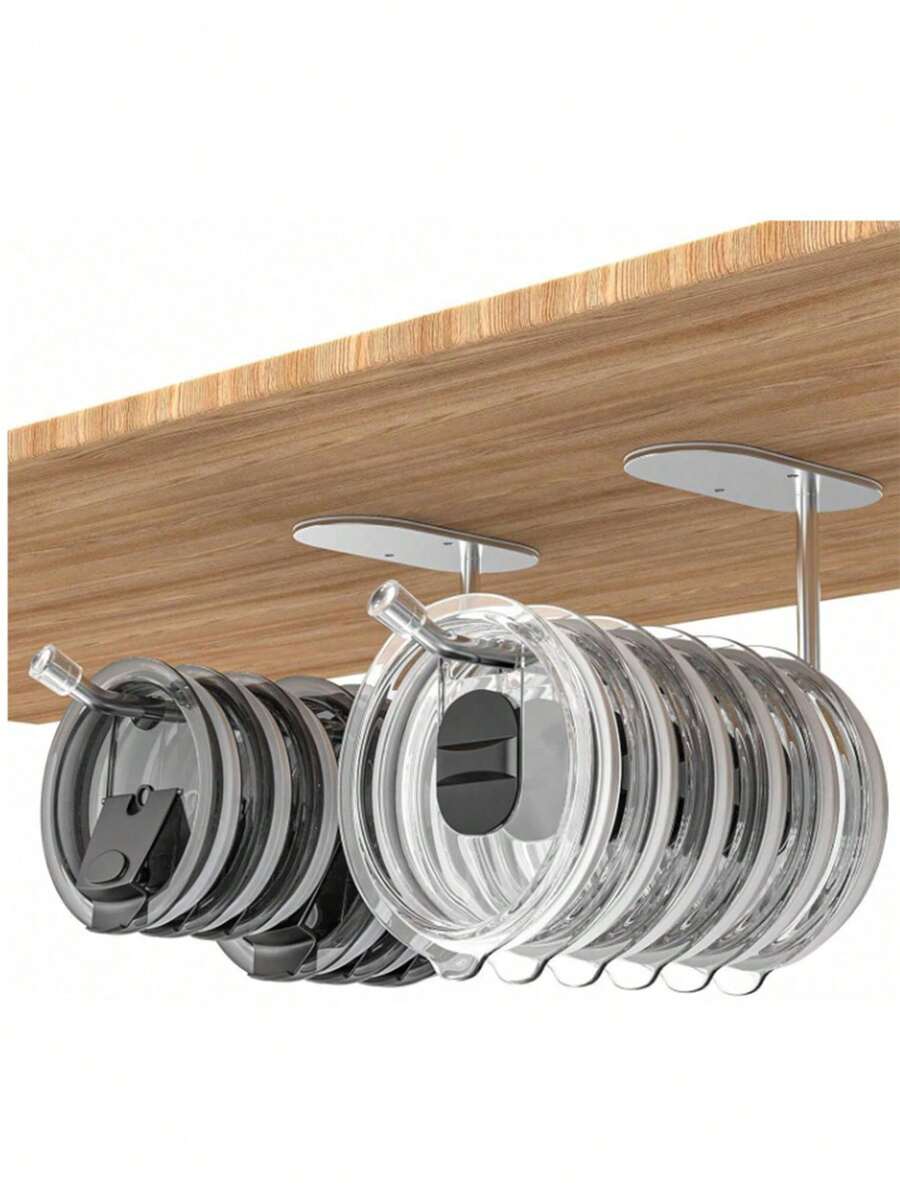 1 pièce Organisateur à couvercle rabattable en acier inoxydable - Porte-couvercles sous l'évier économisant l'espace, design minimaliste moderne, couvercle rabattable amovible