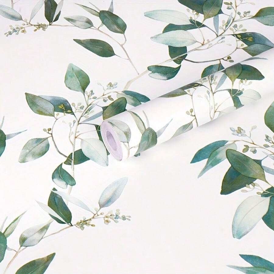 1 rol dik zelfklevend contactpapier met groen plantenbladpatroon, waterdicht en verplaatsbaar PVC, geschikt voor woonkamer, keuken, slaapkamer, slaapzaalbehang, meubelrenovatie, zelfklevend behang, kamerdecoratie, woondecoratie, wanddecoratie, badkamerdecoratie, slaapkamerdecoratie, kamerdecoratie, spullen voor woonkamerdecoratie, huisdecoratie, woondecoratie, woonkamerbehang, muurstickers, muurstickers
