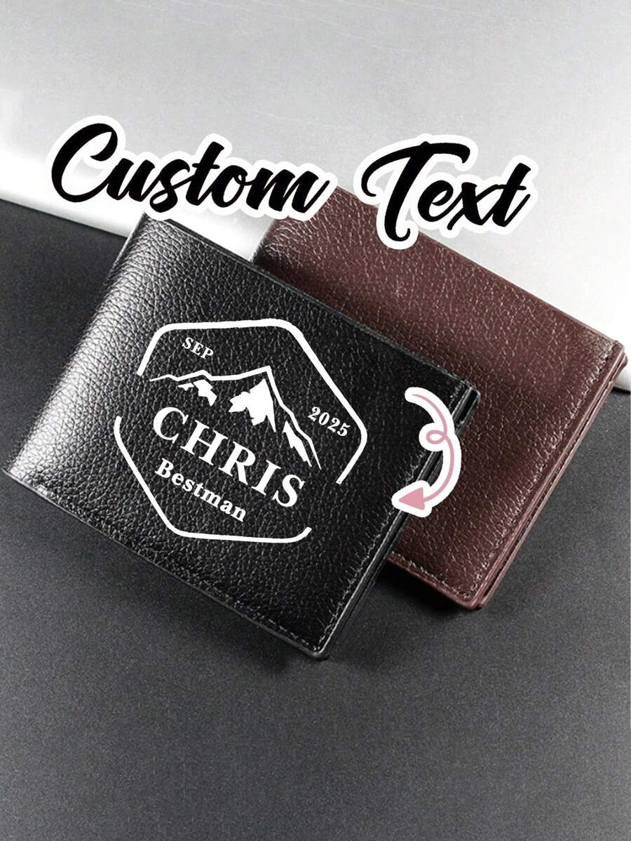 Customizable Men'S Wallet,Personalized Name Cardholder, Business Style,Multi-Card Slot Wallet Men Colorblock Small Wallet Credit Card Small Purse Id Window Bifold,Men'S Casual Pu Wallet With Card Slots, Zipper Coin Purse, Money Clip,Coin Bag Zipper Men Wallets Men Wallet Male Money Purses,Short Bifold, Artistic Letter Design, Men'S Fashion Accessories,Valentine'S Day Gifts Father'S Day Gifts