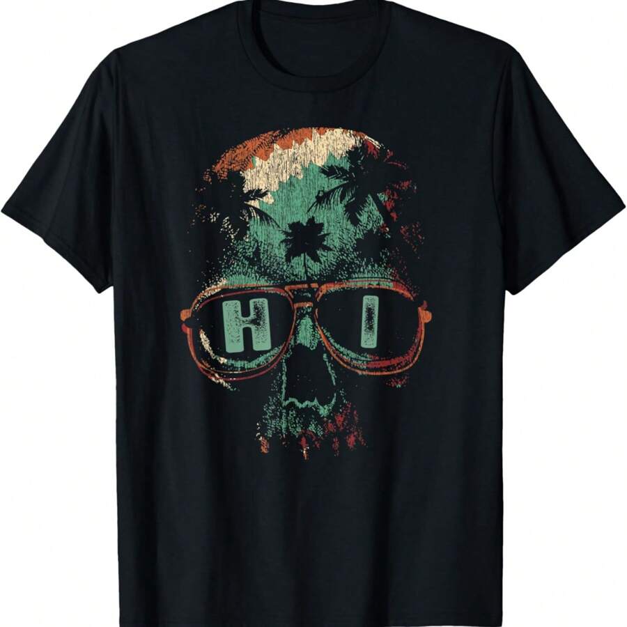 Vintage Tropical Skull Hawaii T Shirt - Hawaiian T-Shirt