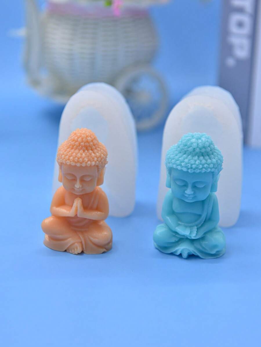 1pc Asymmetrical Shape Silicone Buddha Statue Candle Mold, Reusable DIY Candle Making Crafts Wax Mold