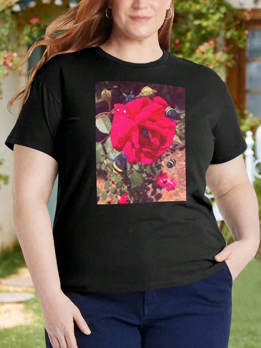 Real Plushies Rose Bees Oversized Oversize Women T-Shirt For Women