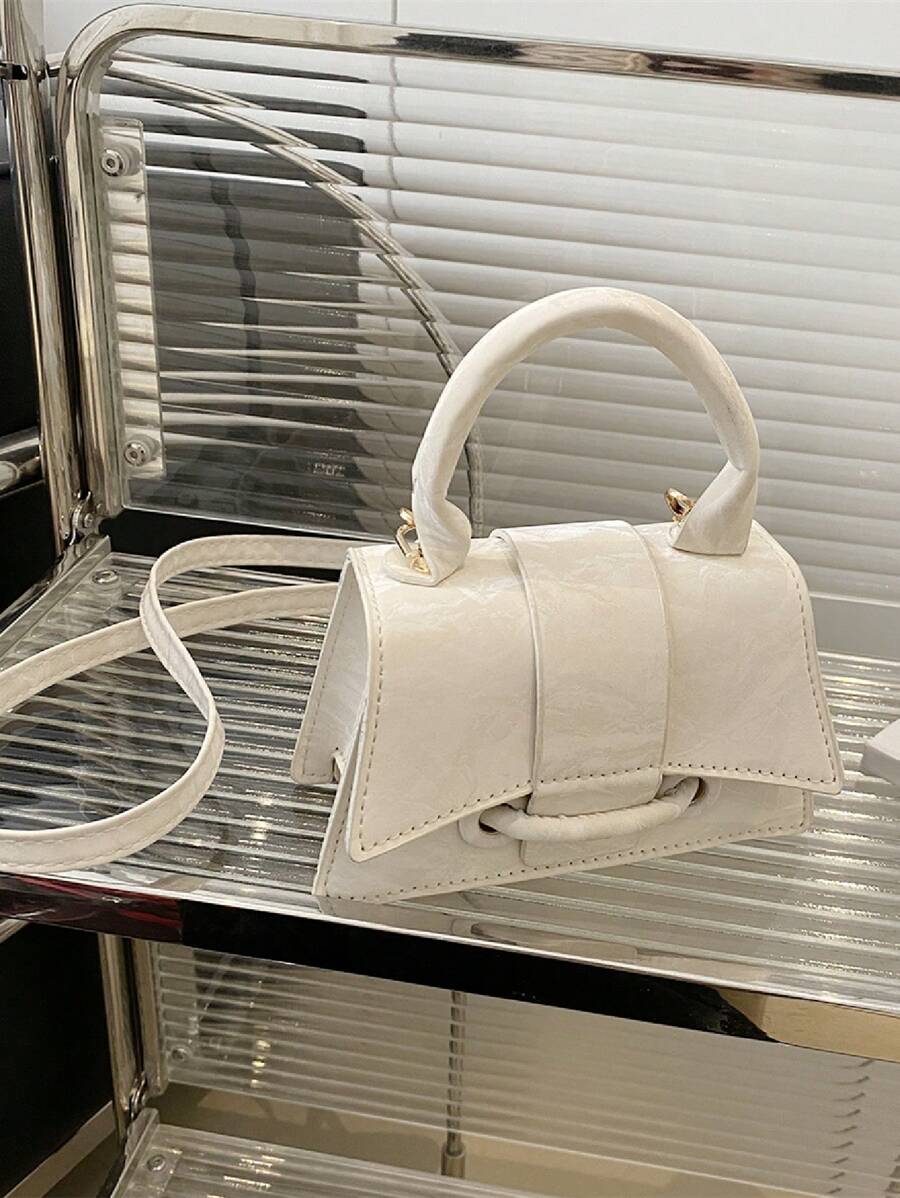 1pc Girls Mini Solid Color PU Cover Magnetic Closure Top Handle Bag, Adjustable Shoulder Strap, Fashion Minimalist Versatile Handbag For Outings, Casual, Travel, Suitable For Autumn/Winter