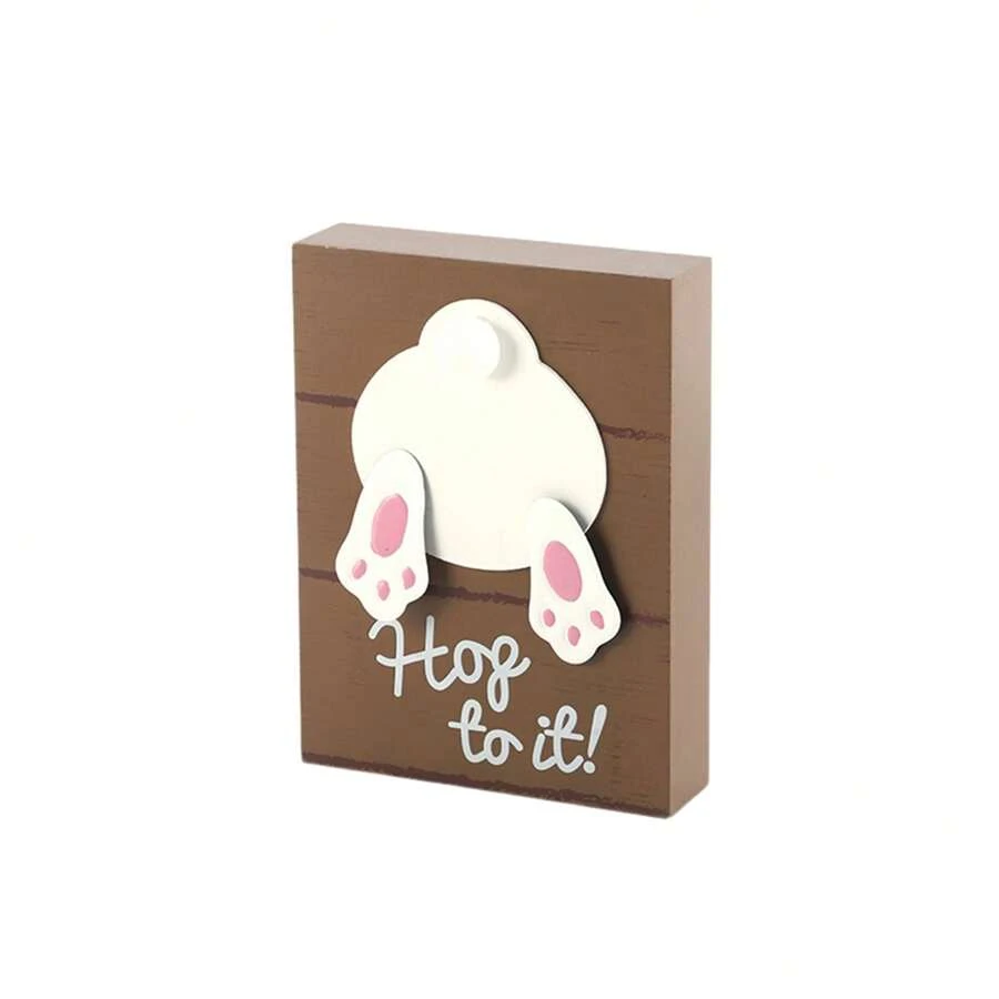 Easter Table Decorations Cute Bunny Wood Blocks Tabletop Centerpieces For Home Party Spring Tiered Tray Decor