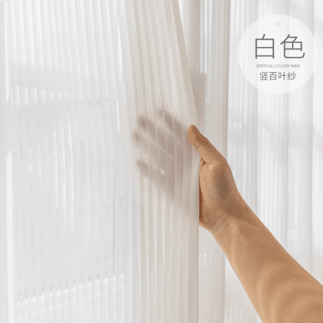 1pc White Vertical Pleated Sheer Curtain For Living Room, Kitchen Cabinet, Rod Pocket, Home Decor