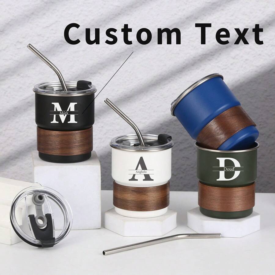 1 taza de café de acero inoxidable 304 personalizada con tapa, taza para acampar al aire libre, jarra de cerveza con aislamiento grueso y escalonado con funda, capacidad de 300 ml