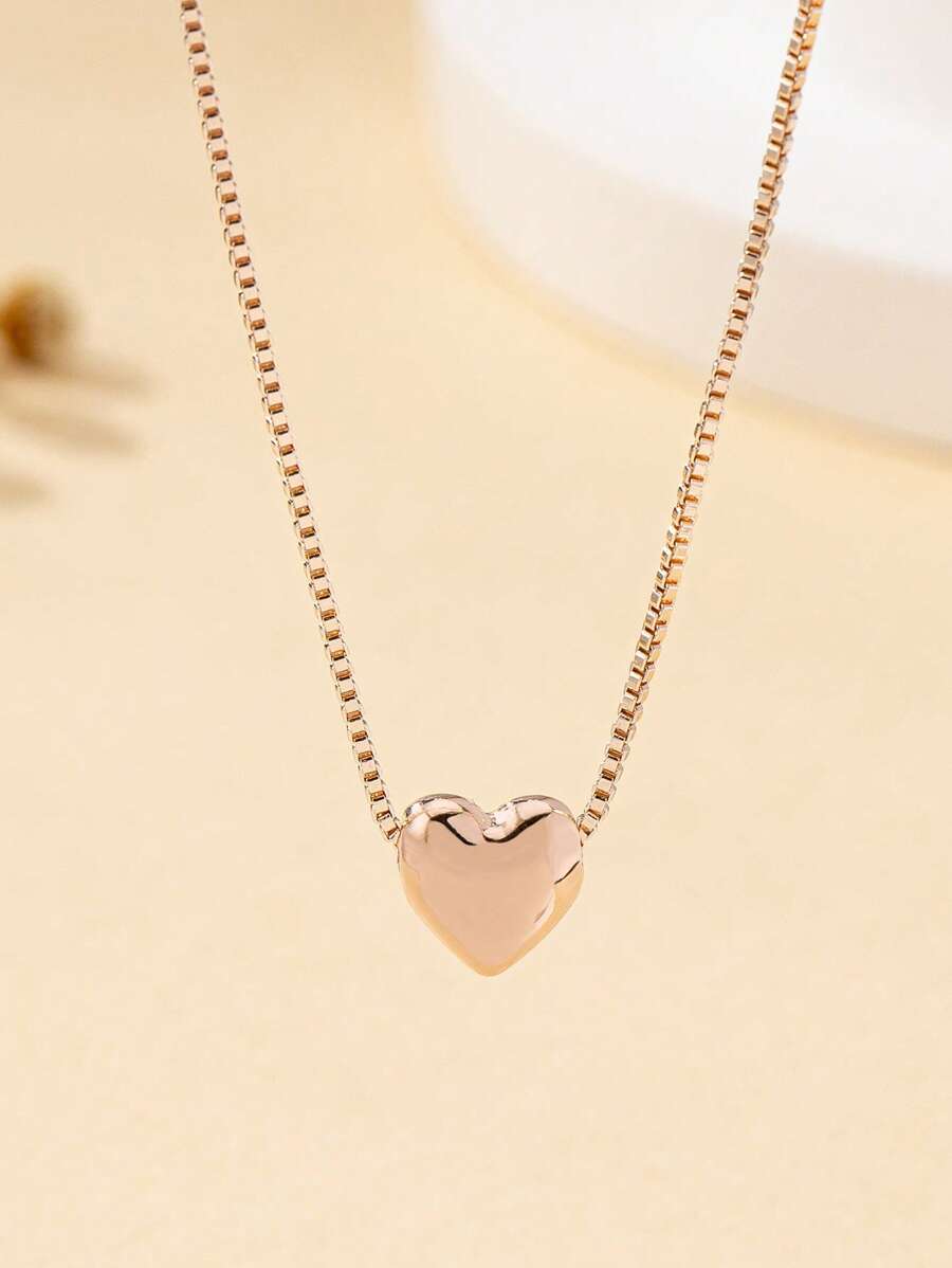 1pc Women Heart Pendant Necklace, Silver Minimalist Versatile Jewelry, Suitable For Daily Wear And Gift, Valentine's Day Jewelry Gift,Mom,Mother,Mother's Day,Gift
