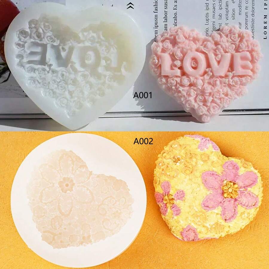 Molde de silicona con formas de corazón y floral, minimalista y de moda para uso casual diario