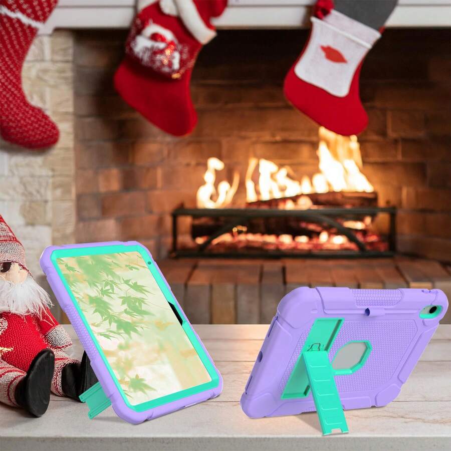Heavy Duty Protection Case With Adjustable KIckstand And Anti-Slip Design Compatible With Ipad 56789 10th And Air 2 Pro Air 456th M2 9.7inch 10.2 Inch 10.9inch And Samsung A9 Plus 11 Inch, Purple And Teal