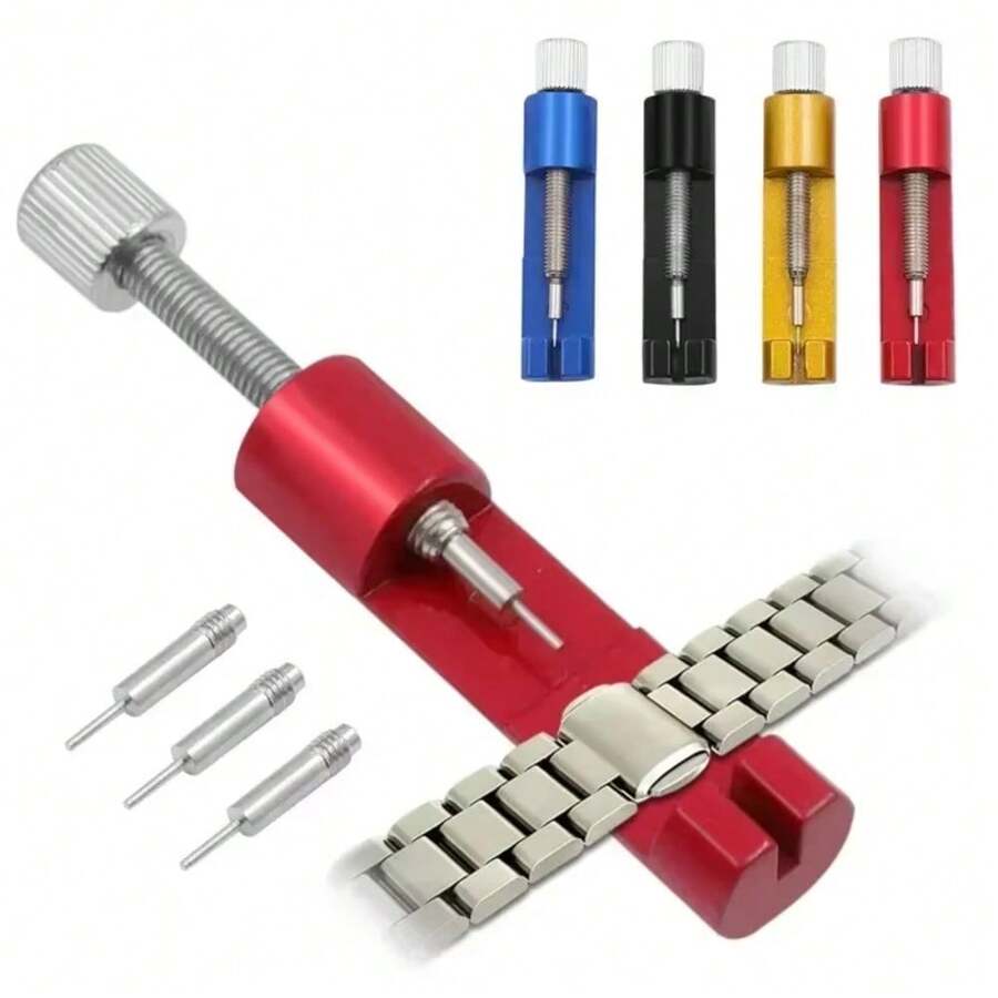 Ferramenta de reparo de relógio de metal, ferramenta de ajuste de pulseira de relógio com pino de relógio, pulseira de elo, ferramenta de remoção fácil de remover e ajustar