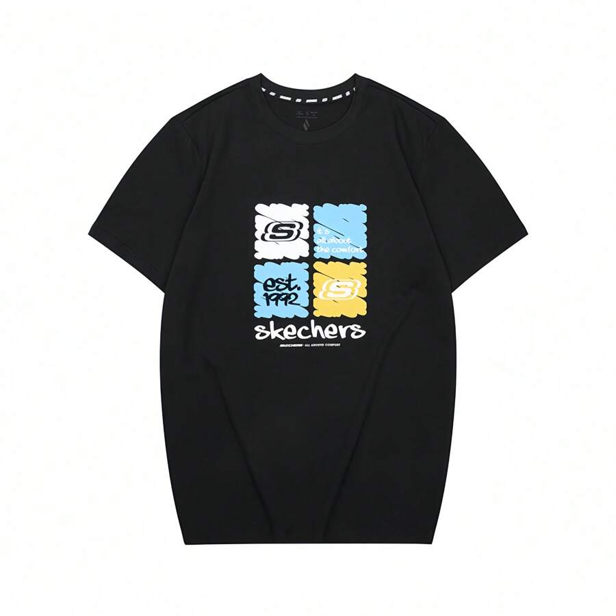 Skechers Lifestyle lässiges einfaches T-Shirt mit Rundhalsausschnitt und Kurzarm