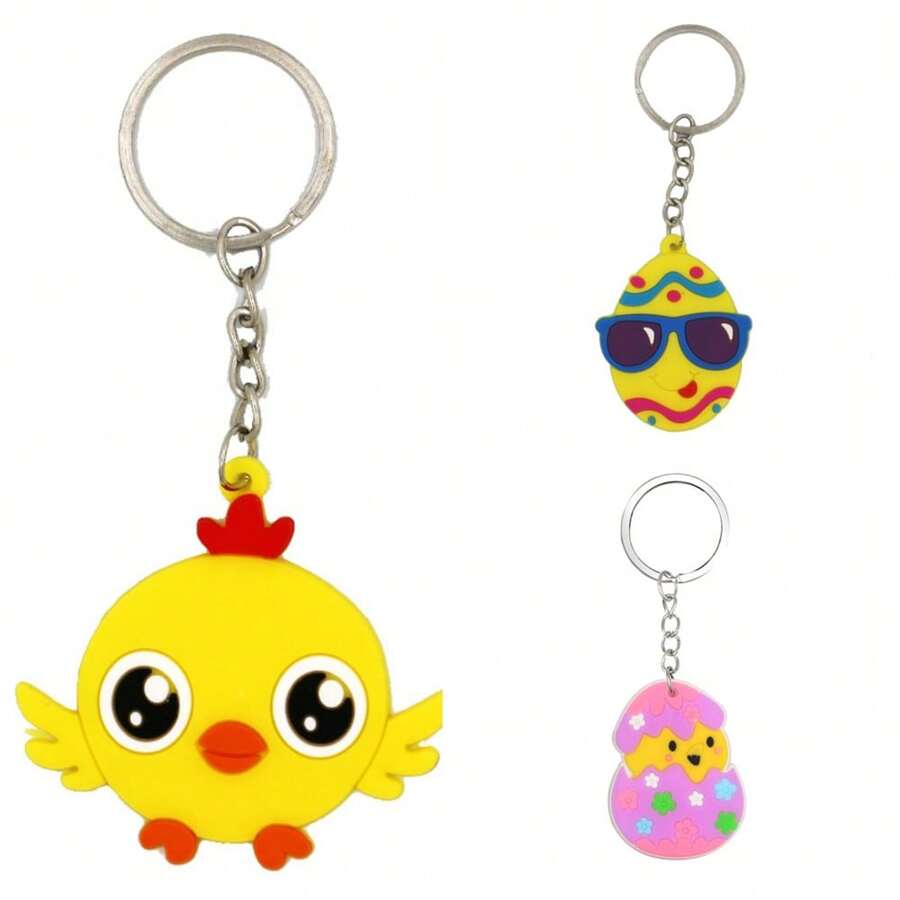 3pcs Fashion New Keychain Funny Cartoon Rabbit Egg Pendant Key Ring Pendant Key Chain Suitable For Holiday Gifts Party Gifts Birthday Gifts