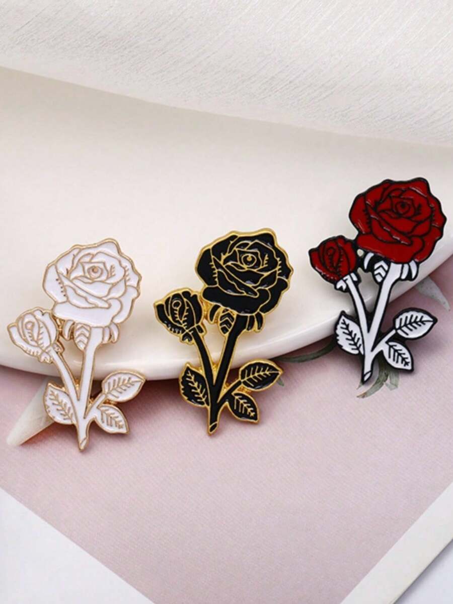 1 pieza Broche elegante con forma de rosa de aleación, accesorio versátil de alta gama, regalo festivo