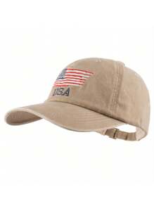 Duck Tongue-washed Flag Baseball Cap Khaki