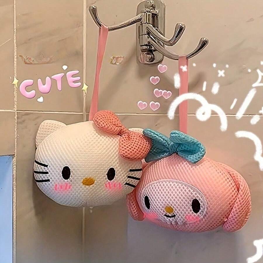 Sanrio Sanrio Hello Kitty badpuff: zacht, luxe net, rugreiniger, verbeterde bubbelverspreiding, perfect voor een luxe badervaring. Badkamerinrichting voor thuis, zomer.