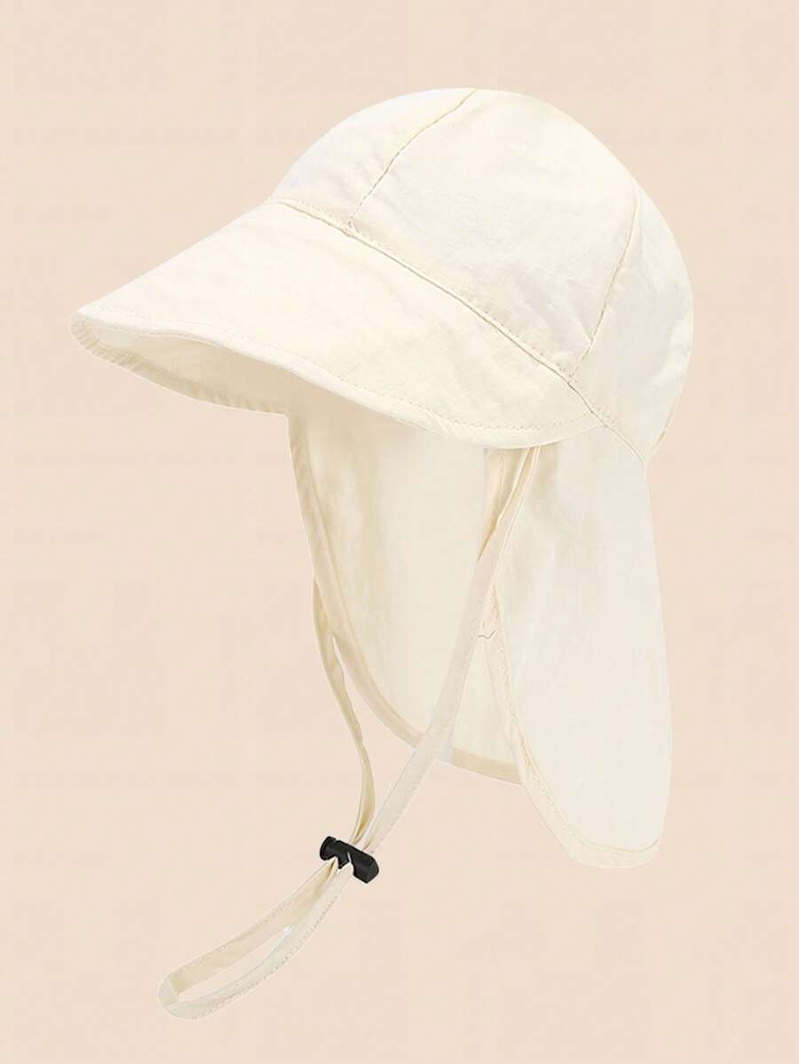 1pc Kids Summer Sun Protection Breathable Mesh Cape Hat, Solid Color Bucket Hat Suitable For Children Outdoor Activities, Travel, Beach, Swimming Protection