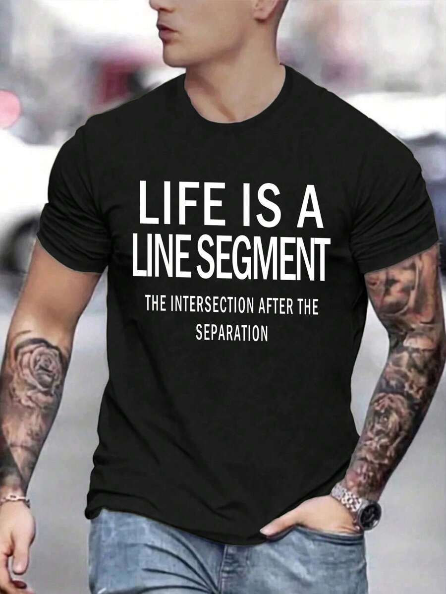 Men's T-Shirt, Classic Graphic T-Shirt, Soft And Comfortable T-Shirts For Men, Script Logo, 180g, 100% Cotton