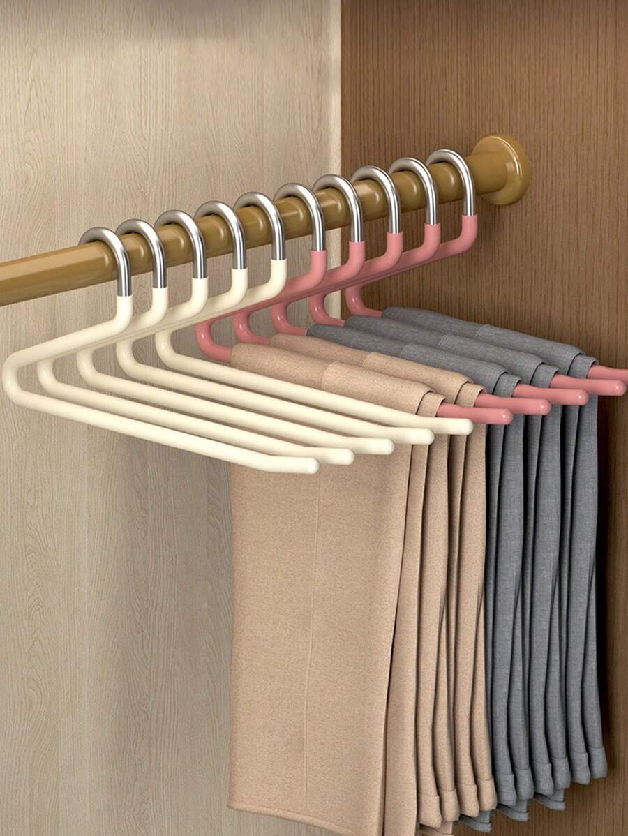 5/10 Pieces Stainless Steel Z-Shaped Pants Racks, Multi-Purpose, Space Saving, Multi-Function, For Closet Organizer, Pants, Jeans, Scarves, Wardrobe, Bedroom Storage