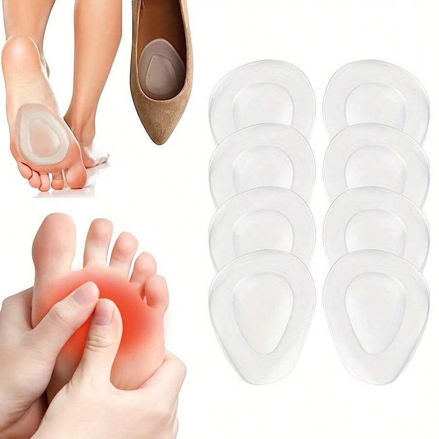1 Pair Unisex Transparent Silicone Heel & Forefoot Cushion Pad For Comfy & Fashionable Shoe Insert
