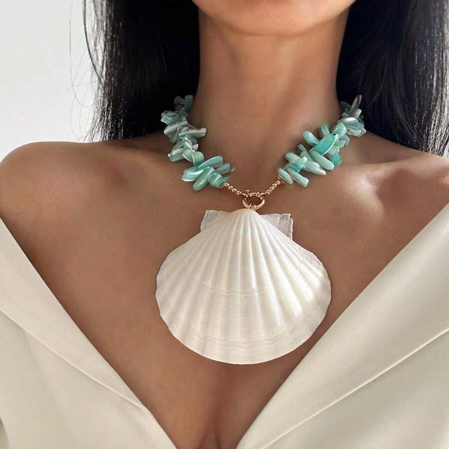manbara Natural Shells Assorted Natural Seashells Starfish For Diy Crafts Beach Theme Party Mixed Ocean Sophisticated Pearls Necklace With Unique Conch Shell Pendant Neckchain Women Choker