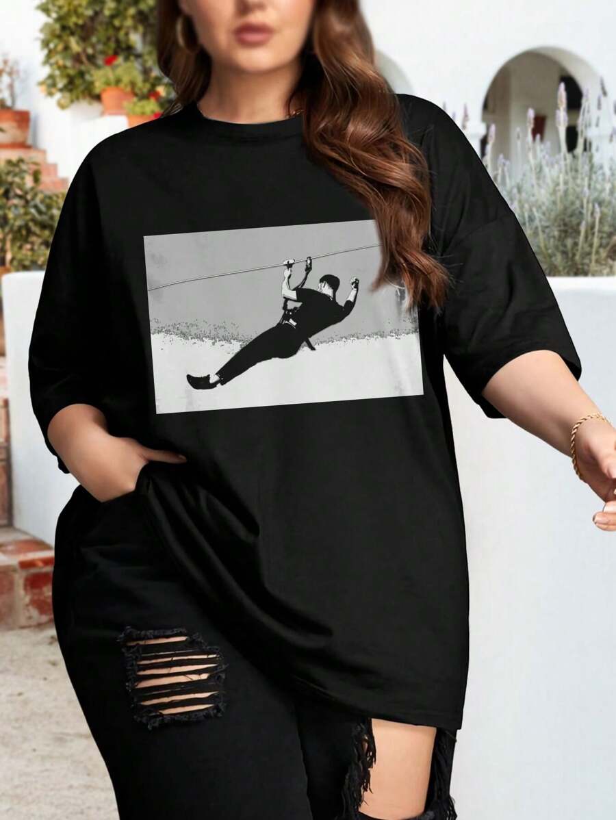 I Survived! Zipline Adventure Oversize Women T-Shirt (Women's Large) - Aerial Ropeslide Flying Fox Foefie Slide