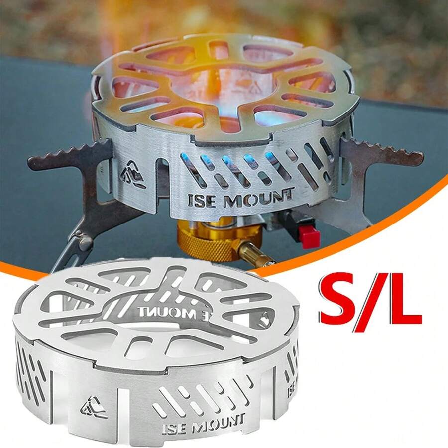 1pc Outdoor Stove Wind Guard With Large Surface Area, Available In Small/Large Size, Compatible With 3/4-Prong Burners, Stainless Steel Mini Portable Stove Ring