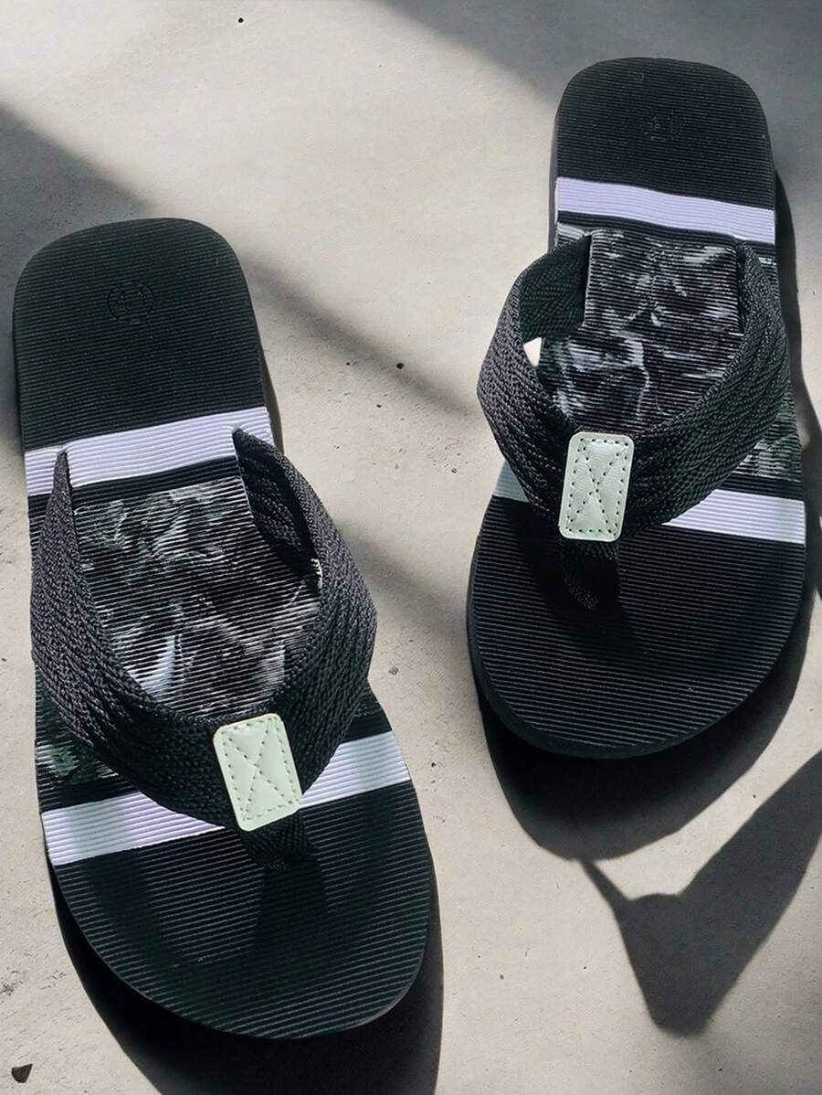 Men's Fashion Thong Sandals, Two-Tone Flip Flops, Summer Thick-Soled Non-Slip Soft Bottom Unique Wear-Resistant Men's Flip Flops, Casual Shoes, Men's Thong Sandals, Outdoor Fashionable Beach Slippers