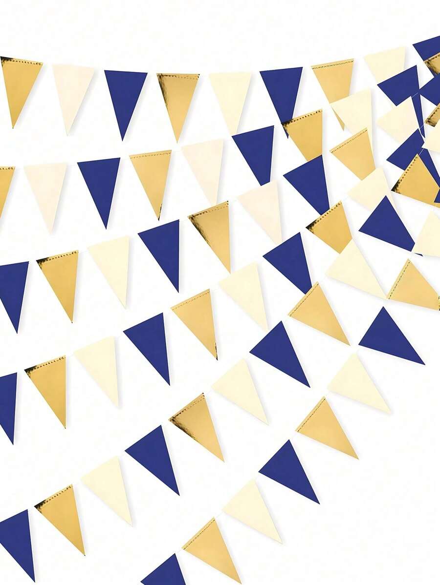 15pcs/Set-Navy Blue Gold And Beige Party Decorations Royal Blue Gold Triangle Flag Pennant Banner Bunting For Graduation Birthday Wedding Bridal Shower Nautical Party Decorations Supplies,1181inch Colorful Pennants Flags Multicolor Bunting String Pennants In Bulk, Grand Opening, Carnival Themed Birthday Party Decoration Outdoor Activities Classroom Decoration