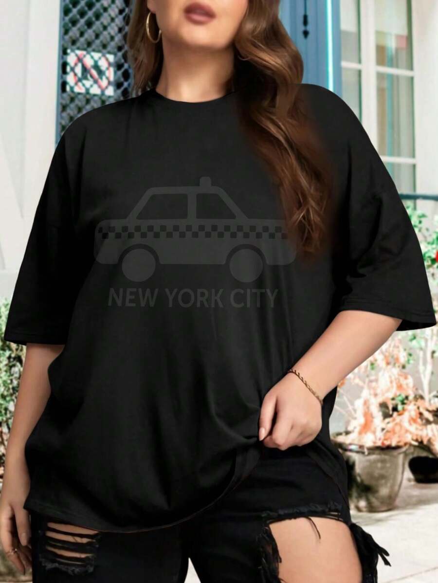 I Love New York City Taxi Cab Oversize Women T-Shirt For Ladies (Big Sizes Available) - Bronx