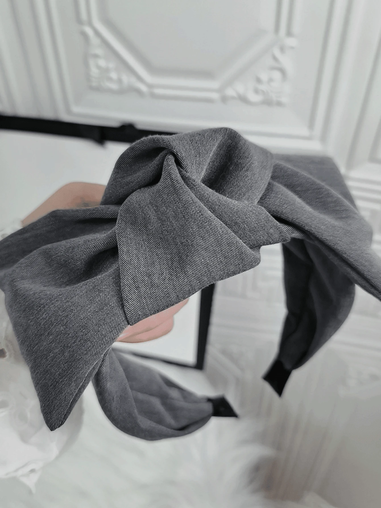 1 Peça Faixa de Cabeça Cinza Extra Grande Elegante e Retrô Laço Francês, Acessório de Cabelo, Presilha de Cabelo Trançada na Moda, Arco Versátil para Uso Diário, Maquiagem, Penteados, Festivais, Dia dos Namorados, Presente, Faixa de Cabelo, Arco de Cabelo