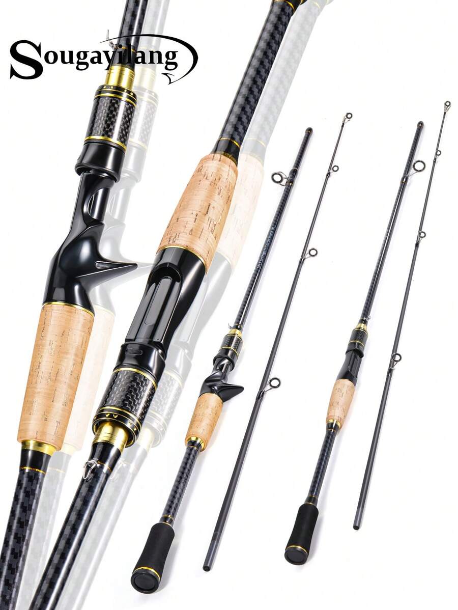 SOUGAYILANG Canna da pesca a 2 sezioni da 1,8m, adatta per principianti: il compagno portatile ideale per i pescatori in movimento, canna da pesca in fibra di carbonio per acqua dolce e salata
