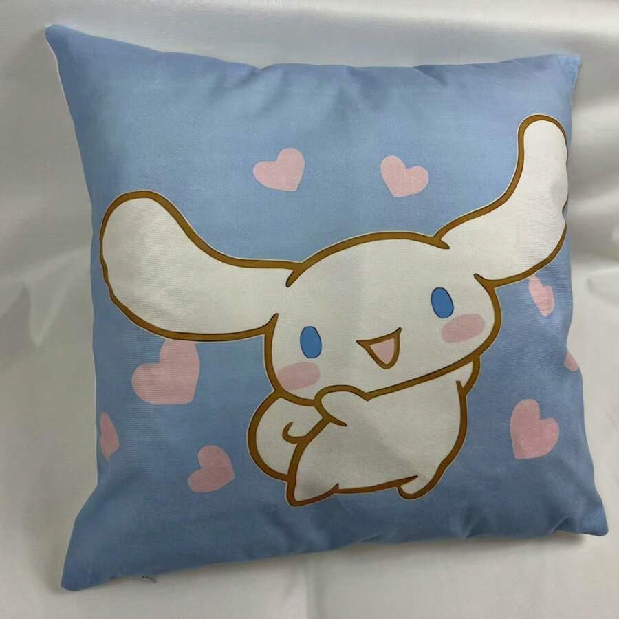 Sanrio 1 Federa per cuscino, copricuscino con personaggio anime classico, con grandi orecchie e aspetto carino, federa semplice per divano/schienale, in materiale morbido, rimovibile e lavabile, dimensioni 40x40cm, 45x45cm, 50x50cm senza cuscino interno, motivo monofronte, adatto per divano, auto, camera da letto, soggiorno