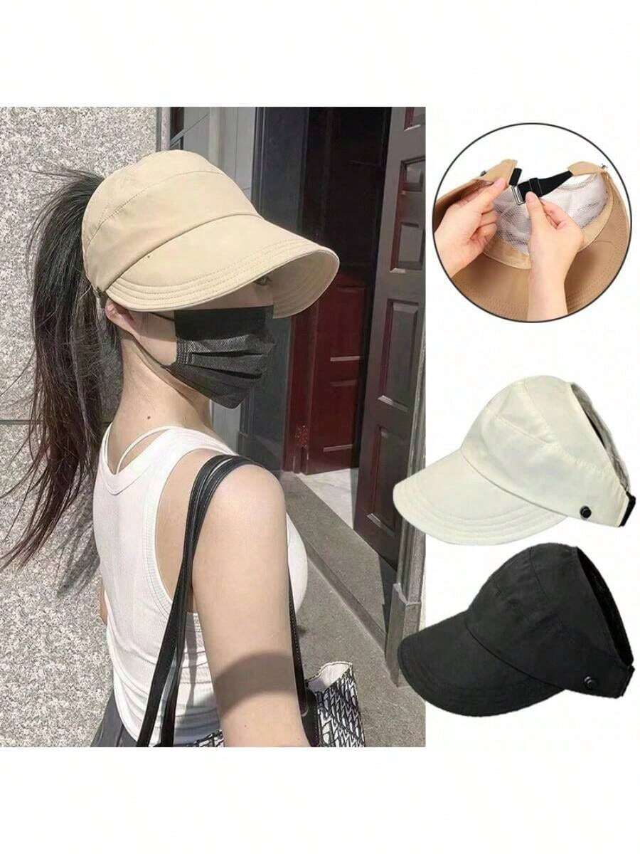 1 pieza Visera de sol con Top abierta, diseño de tela de red anti-UV de verano, protector facial elegante, apto para usar mascarillas