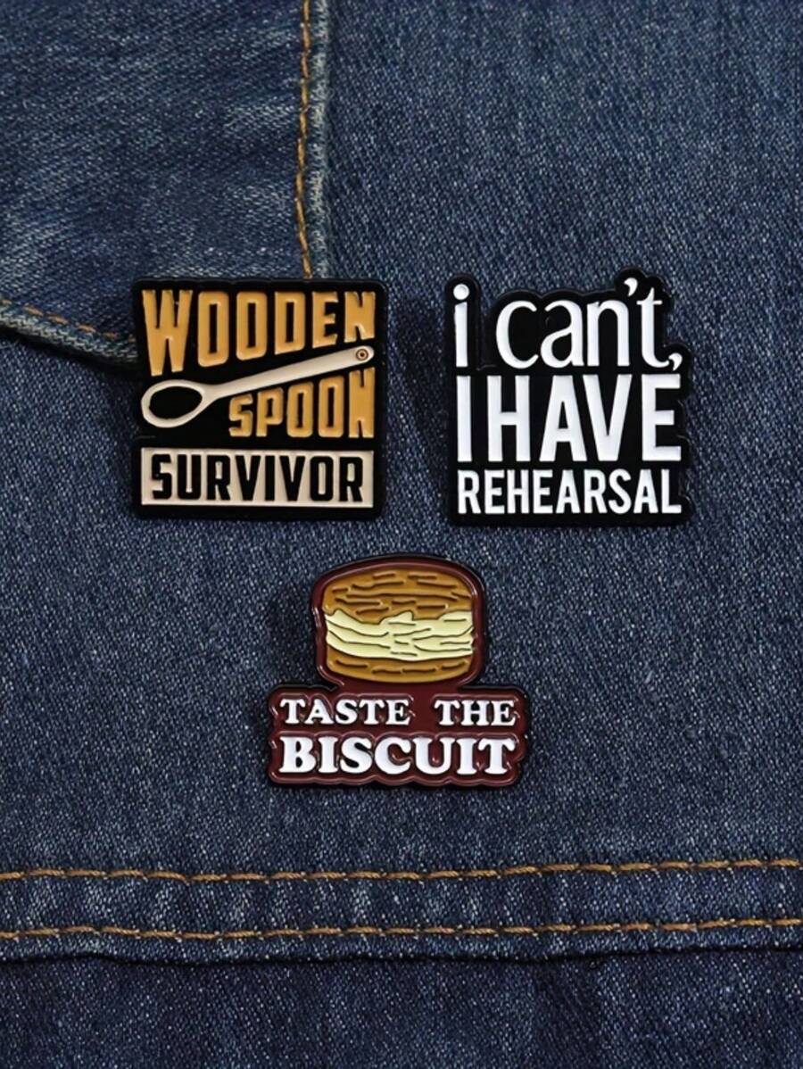 1 pièce Badge en métal avec slogan de dessin animé, série de desserts sucrés. Accessoire polyvalent pour usage quotidien