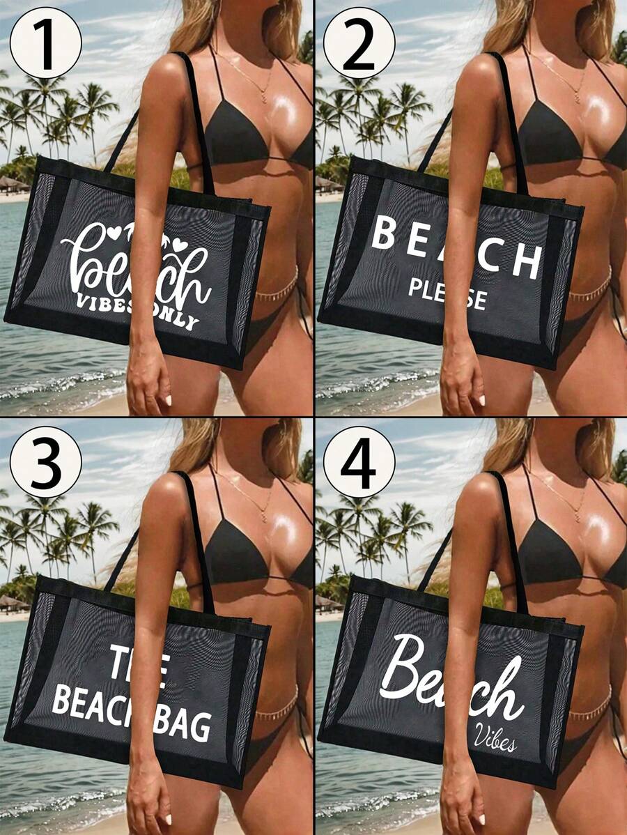Mesh Large Beach Tote Bag, Easy Clean For Towels & Groceries,Foldable Clothes Storage Bag,Portable Versatile Beach Bag For Pool, Boat Trips, Vacation Essentials - Ideal For Summer Travel, Beach Days & Outdoor Activities - Perfect Gift For Women