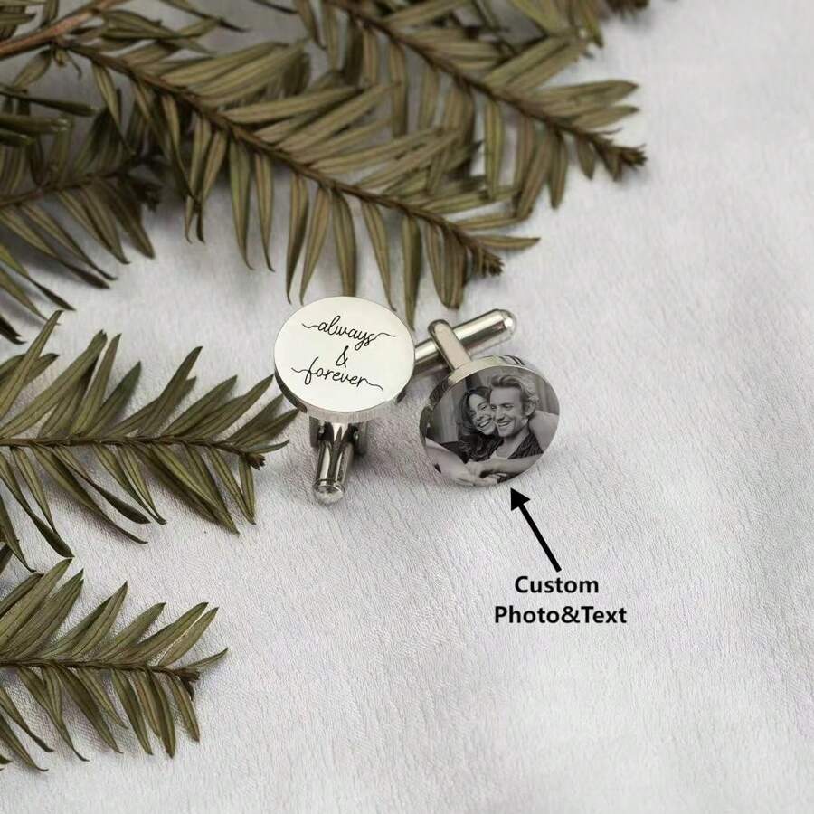 Custom Photo Cufflinks For Men,Personalized Cufflinks With Picture,Engraved Cuff-Links Groom Gifts,Father's Day Gifts,Gift For Him Dad