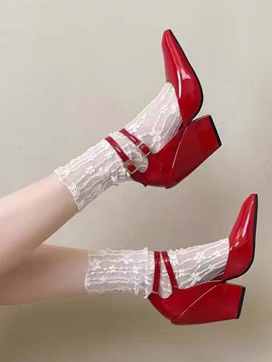 Red Closed Toe Wedge High Heel Women's Sandals, Leopard Print Fashion Sexy Mary Jane Shoes, New 2024 Spring Collection