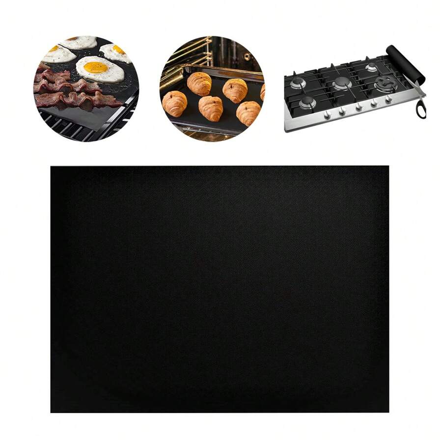 1pc Extra Large Heat Resistant PTFE Mat For Multiple Uses, Easy To Clean PTFE Barbecue Grill Mat, Oven Bottom Liner, Baking Cooking Sheet For Kitchen Use, DIY Style Free To Cut Gas Stove Top Protectors (Trimming Required) - 3 Sizes To Choose