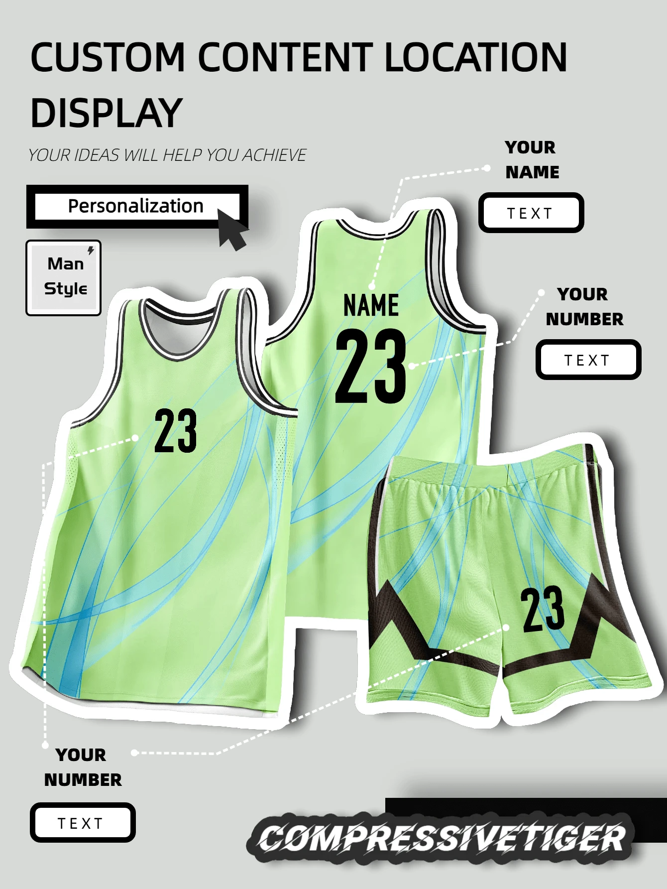 2pcs Personalized Basketball Jersey - Customizable Name And Number Print Short Sleeve T-Shirt + Shorts Co-Ord Dragon Pattern Quick-Drying Sweat-Absorbing Sports Set As Gift