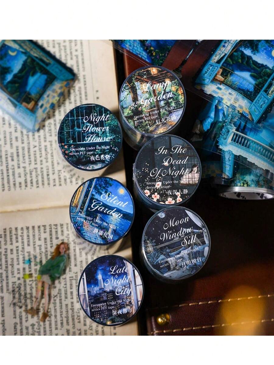 1 Roll 2M PET Tape Set Stickers For Journaling And Scrapbooking,Encounter Under The Night Sky Theme,People Character Clear Transparent Decorative Tape For Crafts, Junk Journal Supplies,Phone, Cards Back To School